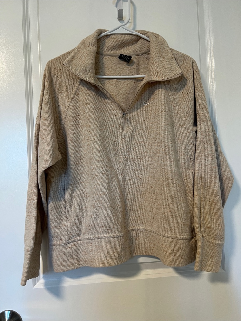 Nike Half-Zip Cozy Sweater Pullover in Beige